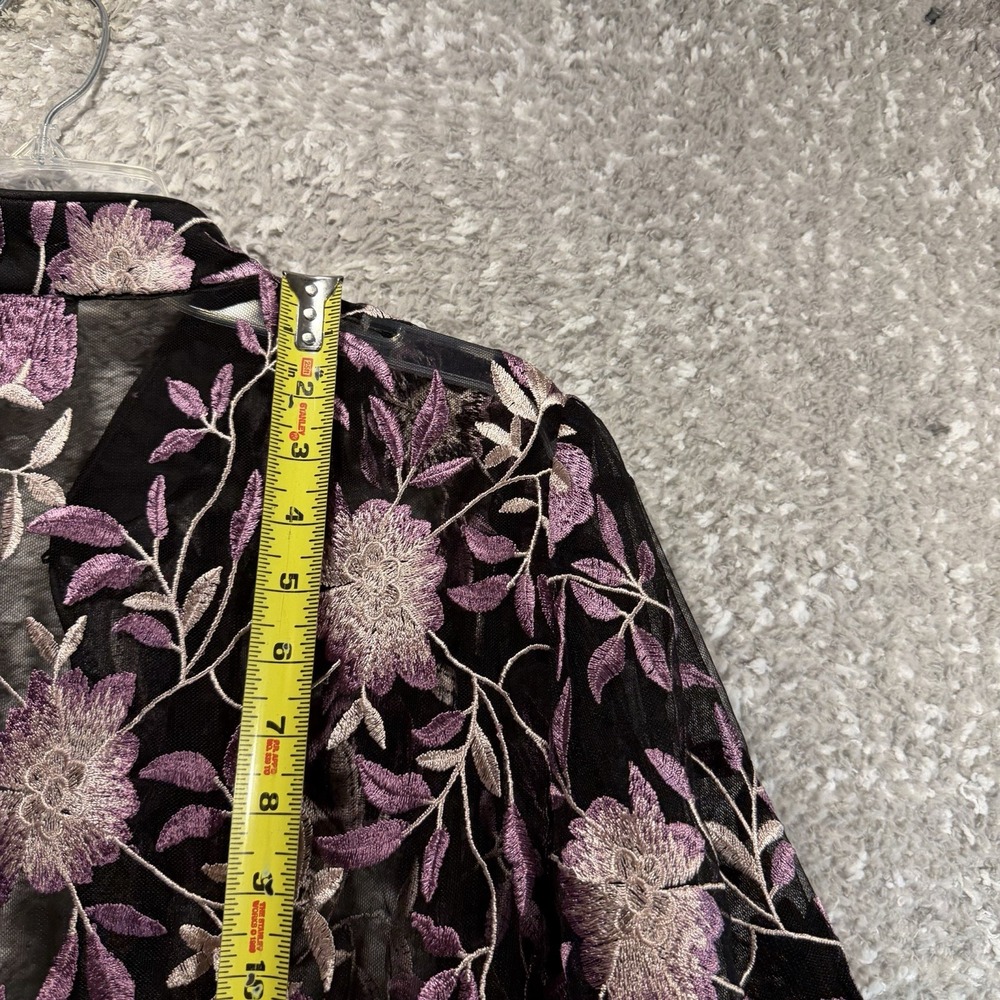 Alex Evenings Lace Floral Sheer Cardigan 1X 3/4 Sleeve Cover Up Formal Preppy - Picture 4 of 11